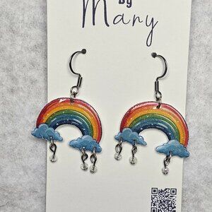 Handmade Rainbow earrings with glass accent beads